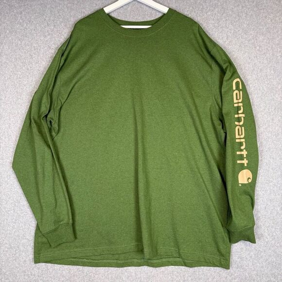Carhartt Men's Size 2XL XXL Loose Fit Long Sleeve Crewneck T-Shirt Green Casual - Picture 1 of 7